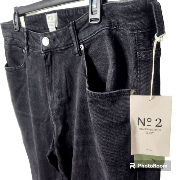 NEW H&M No. 2 Regular Fit Stretch Whiskered Front Ashy Black Jeans 38x32 - Picture 4 of 7
